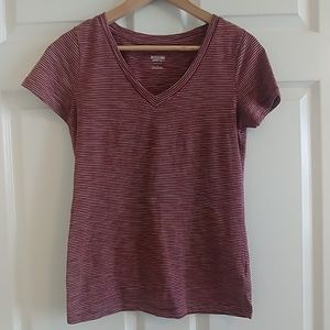 Striped Maroon V-Neck